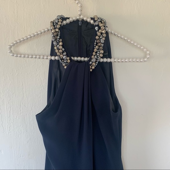 Carmen Marc Valvo Beaded-Neck Toga Dress - Picture 5 of 10